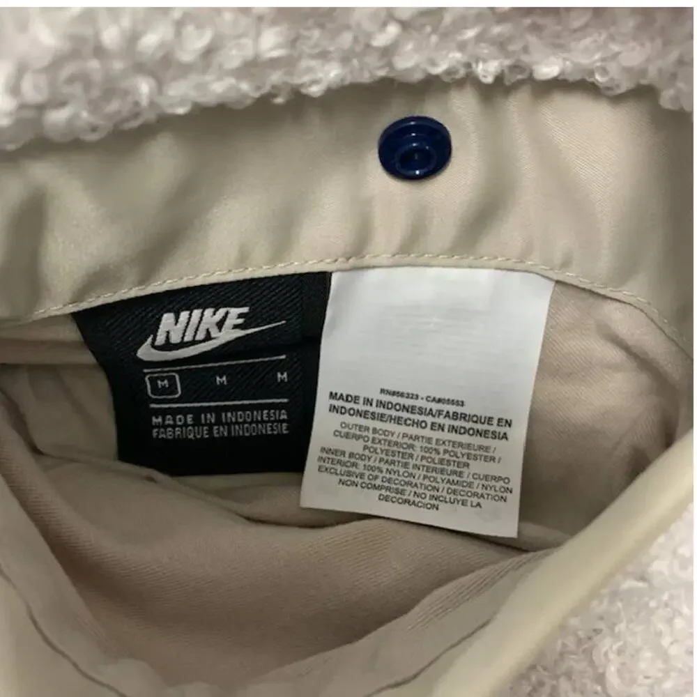 New NIKE NSW Sherpa Reversible Tan Cream Full Zip Jacket | M
